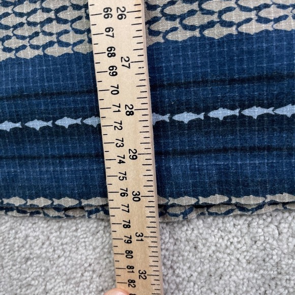 Woolrich Shirt Mens Large Blue Fish Print Fishing Lures Ripstop Cotton Button Up - Picture 8 of 9